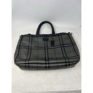 COACH‎ F71072 Gray Black Tattersall Metropolitan Tote Messenger Briefcase Bag